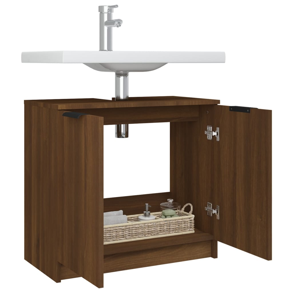 Badezimmerschrank Braun Eiche 64,5x33,5x59 cm Holzwerkstoff