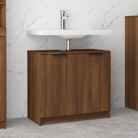 Thumbnail for Badezimmerschrank Braun Eiche 64,5x33,5x59 cm Holzwerkstoff
