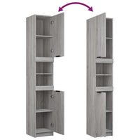 Thumbnail for Badschrank Grau Sonoma 32x34x188,5 cm Holzwerkstoff