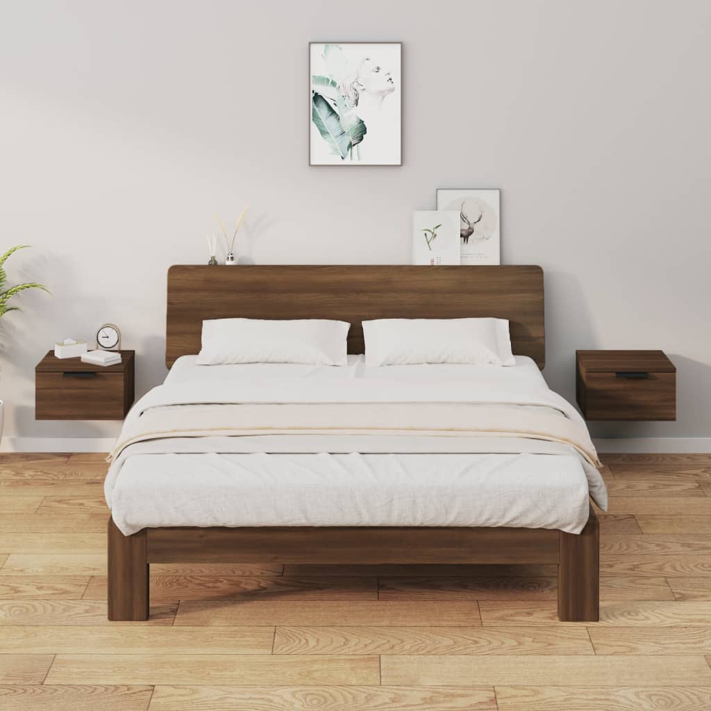 Wand-Nachttische 2 Stk. Braun Eiche 34x30x20 cm