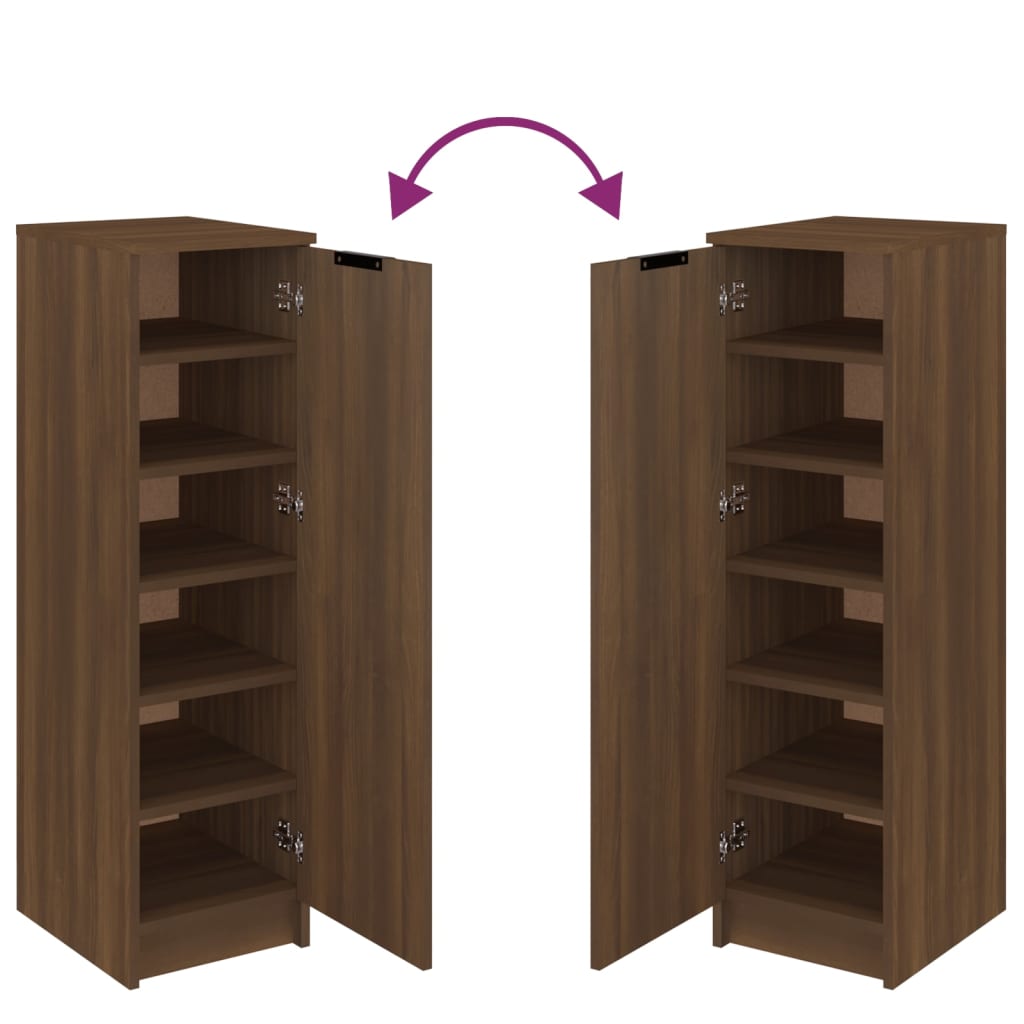 Schuhschrank Braun Eichen-Optik 30x35x100 cm Holzwerkstoff