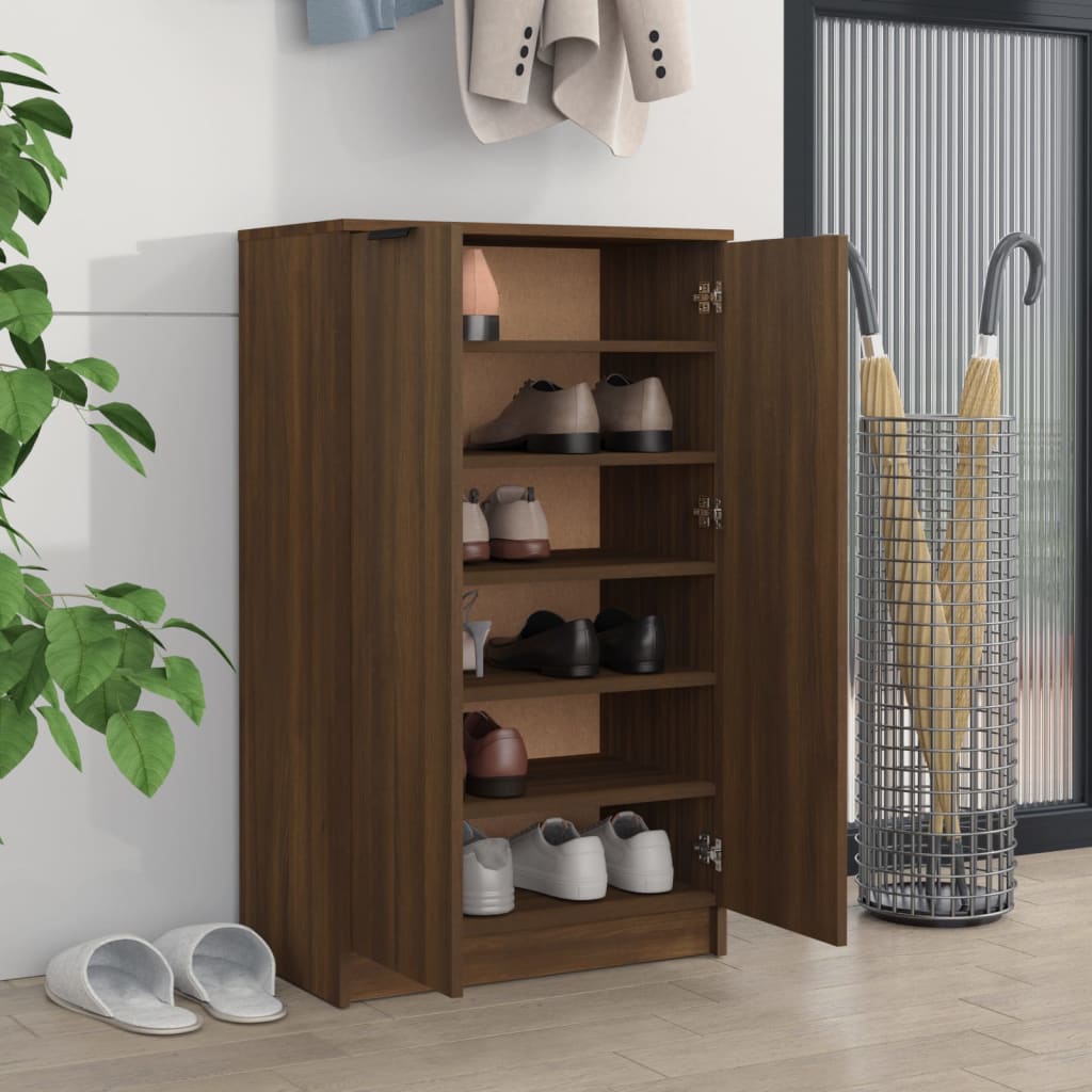 Schuhschrank Braun Eichen-Optik 59x35x100 cm Holzwerkstoff