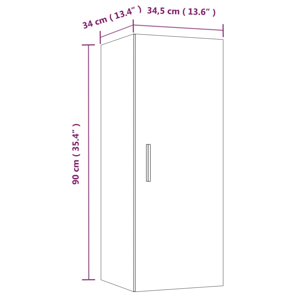 Wandschrank Räuchereiche 34,5x34x90 cm Holzwerkstoff