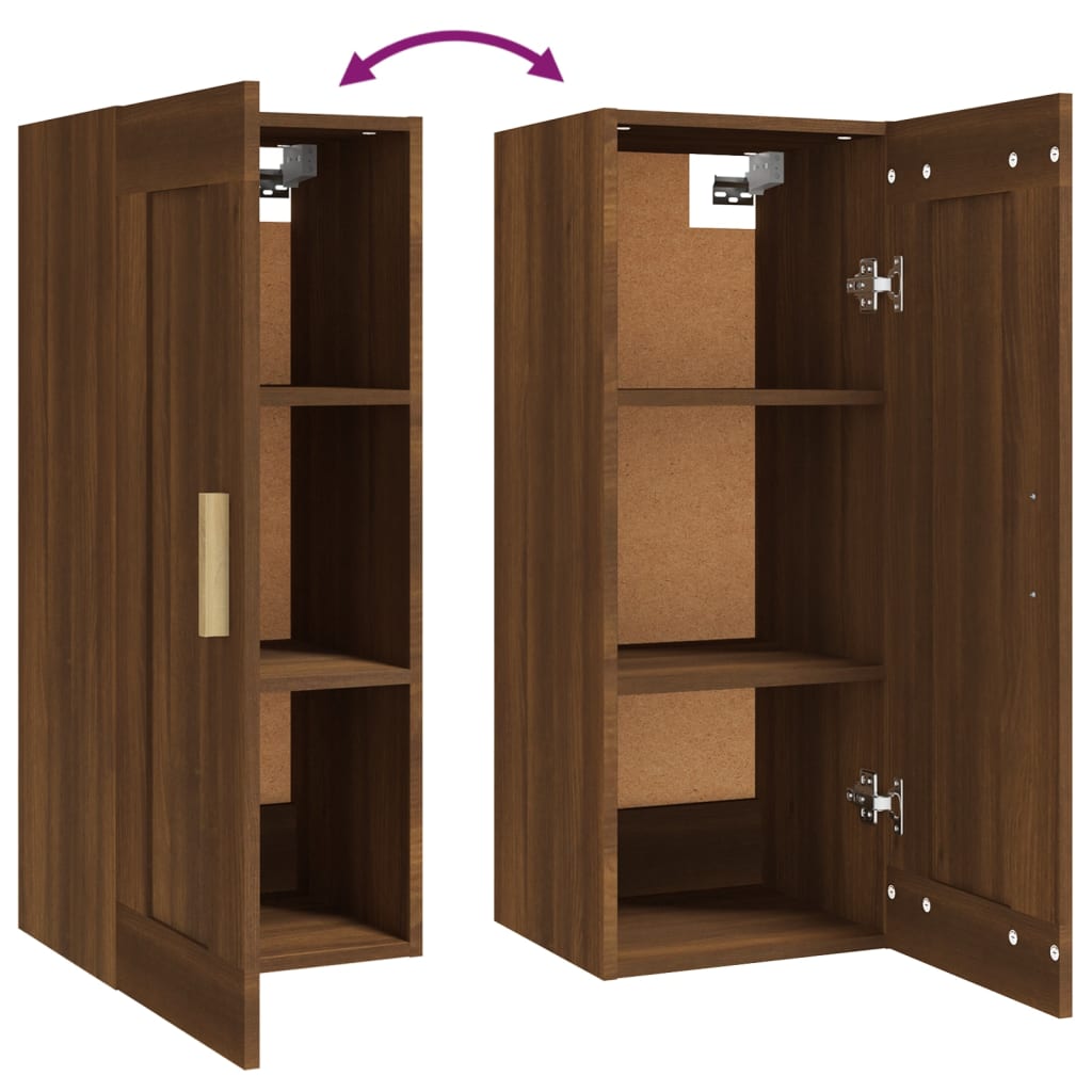 Wandschrank Braun Eichen-Optik 35x34x90 cm Holzwerkstoff