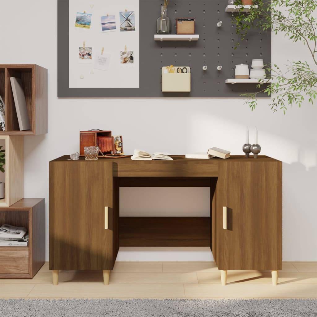 Schreibtisch Braun Eichen-Optik 140x50x75 cm Holzwerkstoff