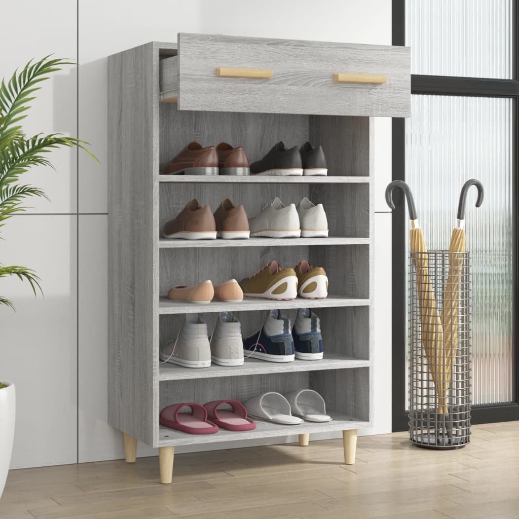 Schuhschrank Grau Sonoma 60x35x105 cm Holzwerkstoff