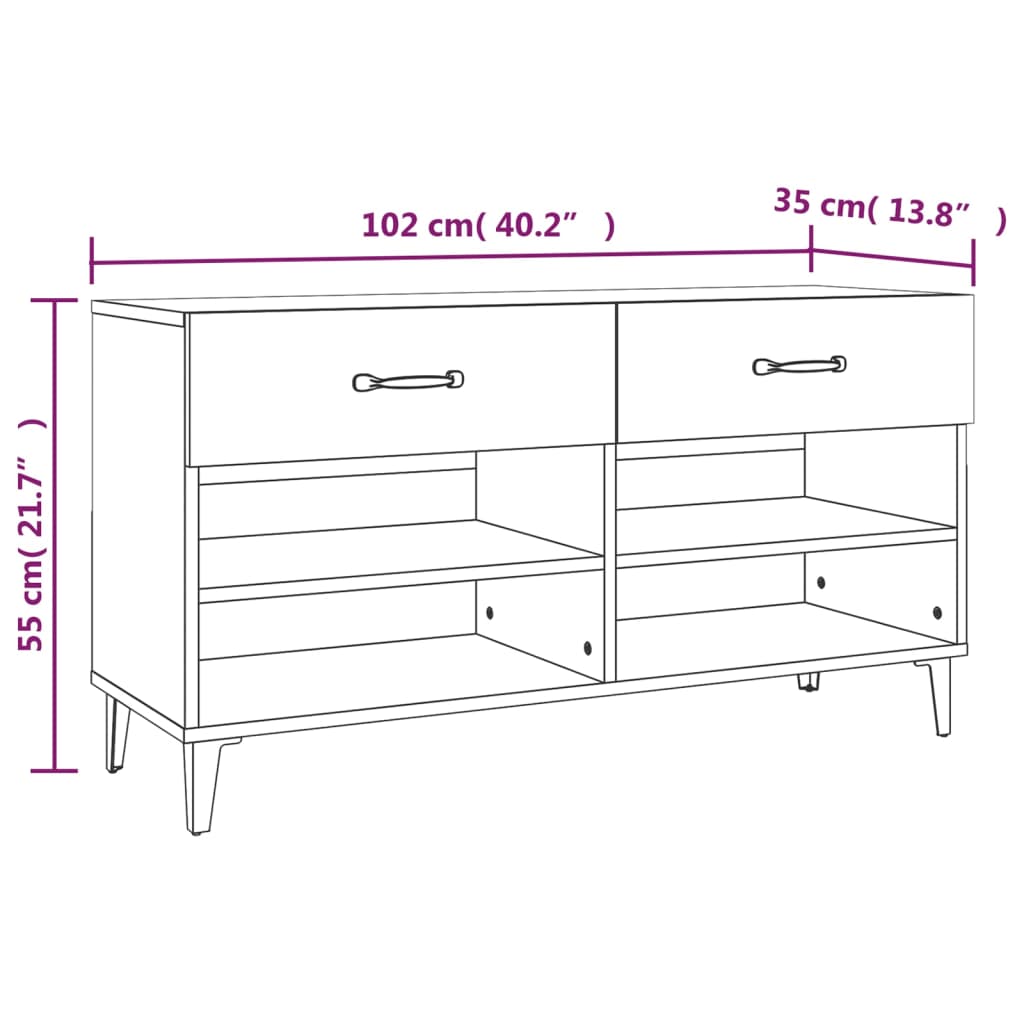 Schuhschrank Braun Eichen-Optik 102x35x55 cm Holzwerkstoff
