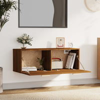 Thumbnail for Wandschrank Braun Eichen-Optik 100x36,5x35 cm Holzwerkstoff