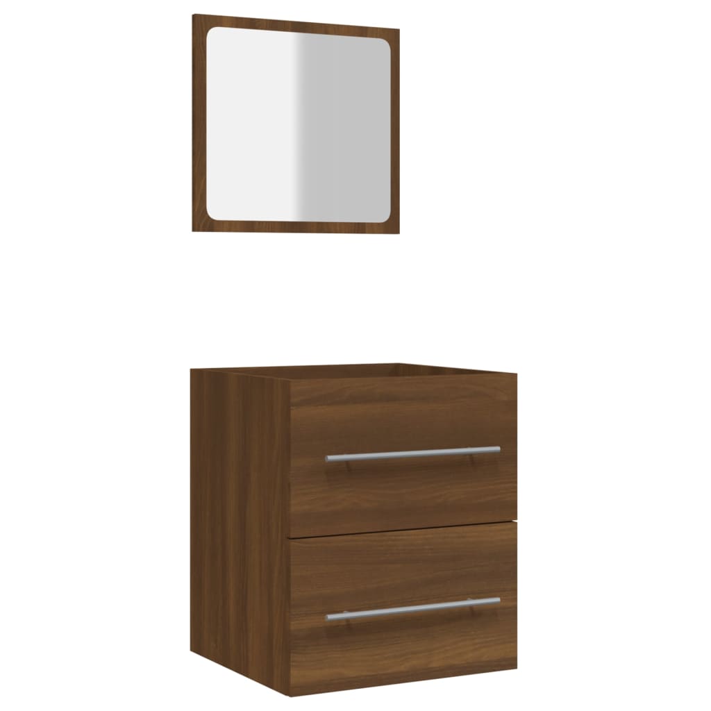 Badschrank mit Spiegel Braun Eichen-Optik 41x38,5x48 cm