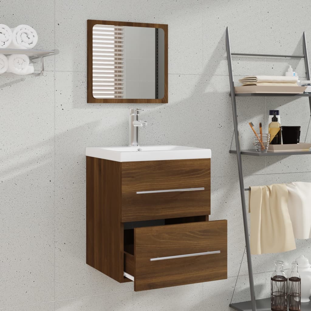 Badschrank mit Spiegel Braun Eichen-Optik 41x38,5x48 cm