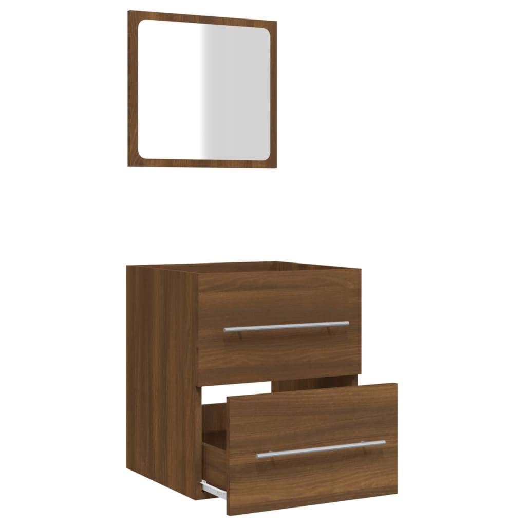 Badschrank mit Spiegel Braun Eichen-Optik 41x38,5x48 cm