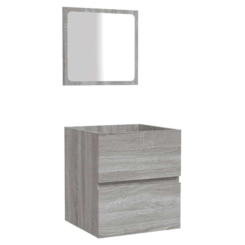 Badschrank mit Spiegel Grau Sonoma Holzwerkstoff