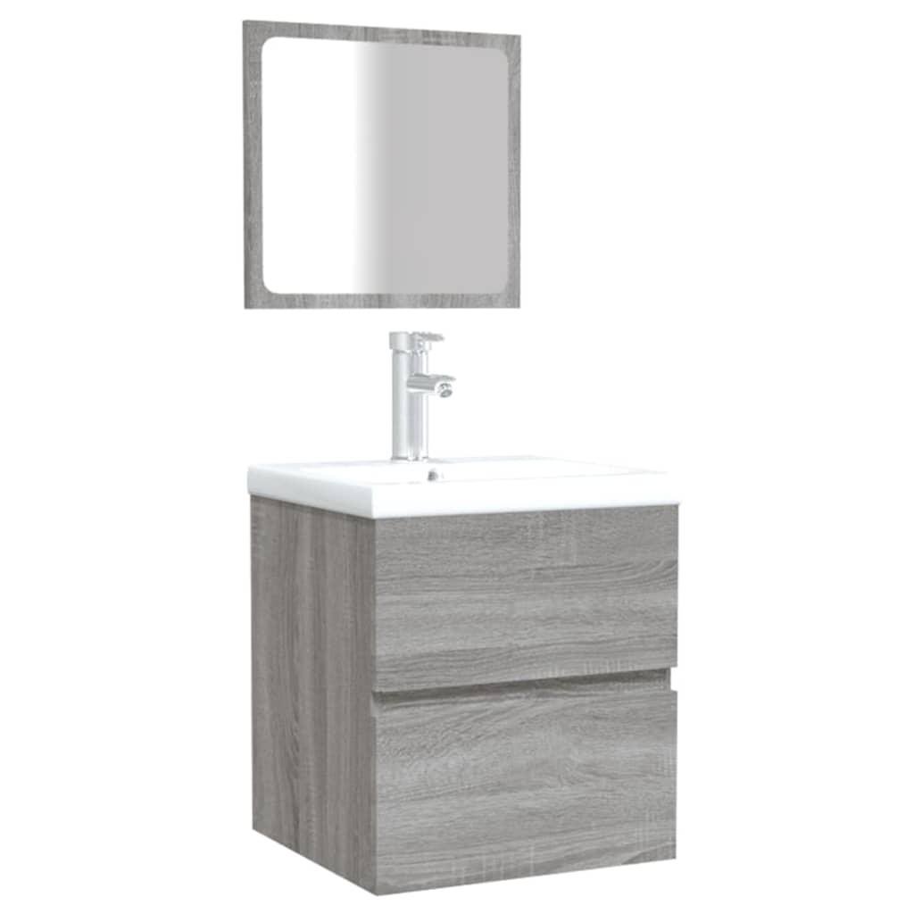 Badschrank mit Spiegel Grau Sonoma Holzwerkstoff
