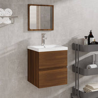 Thumbnail for Badschrank mit Spiegel Braun Eichen-Optik Holzwerkstoff