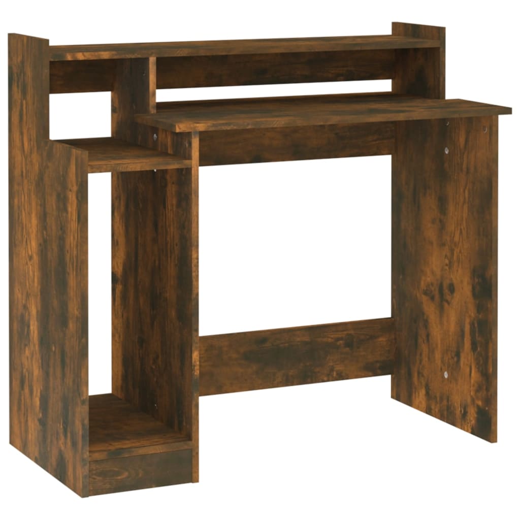 Schreibtisch mit LEDs Räuchereiche 97x90x45 cm Holzwerkstoff