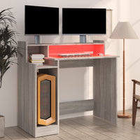 Thumbnail for Schreibtisch mit LEDs Grau Sonoma 97x90x45 cm Holzwerkstoff