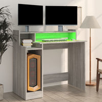 Thumbnail for Schreibtisch mit LEDs Grau Sonoma 97x90x45 cm Holzwerkstoff