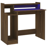 Thumbnail for Schreibtisch mit LEDs Braun Eiche 97x90x45 cm Holzwerkstoff