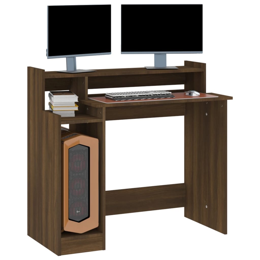 Schreibtisch mit LEDs Braun Eiche 97x90x45 cm Holzwerkstoff