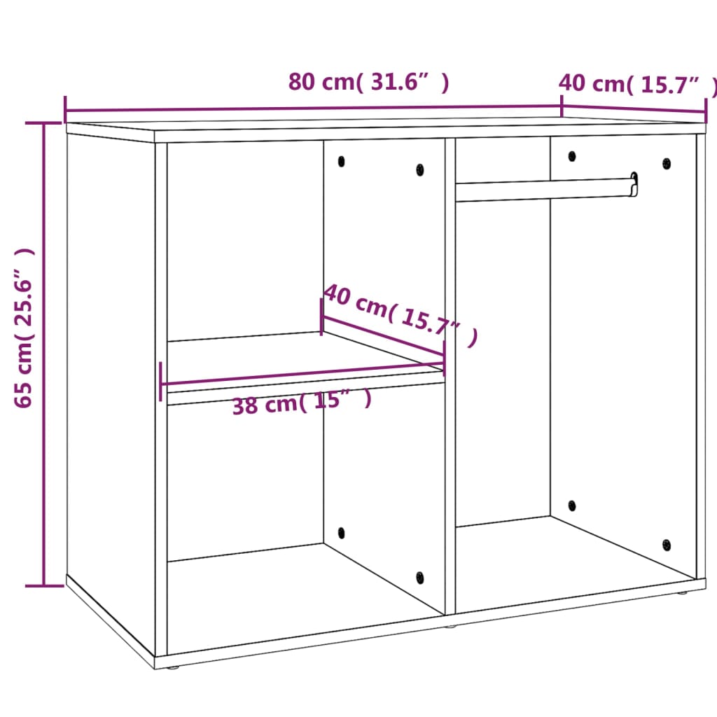 Kleiderschrank Braun Eichen-Optik 80x40x65 cm Holzwerkstoff