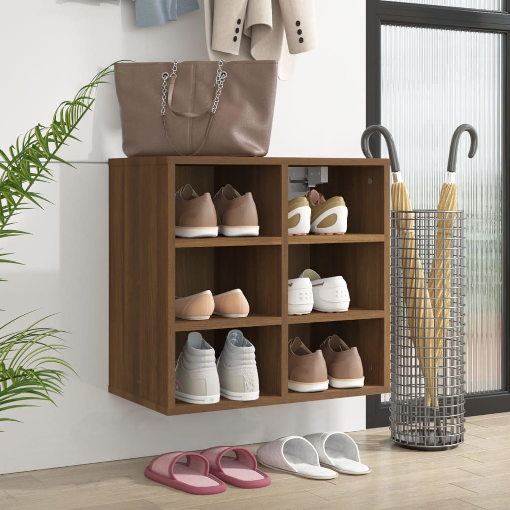 Schuhregal Braun Eichen-Optik 52,5x30x50 cm