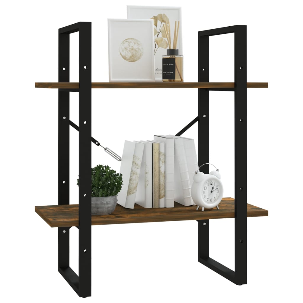 Bücherregal 2 Fächer Räuchereiche 60x30x70 cm Holzwerkstoff