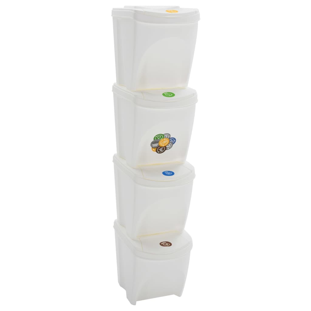Stapelbare Mülleimer 4 Stk. Weiß 100 L Polypropylen