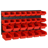 Thumbnail for 30-tlg Stapelboxen-Wandregal Rot & Schwarz 77x39cm Polypropylen