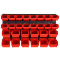 Thumbnail for 30-tlg Stapelboxen-Wandregal Rot & Schwarz 77x39cm Polypropylen