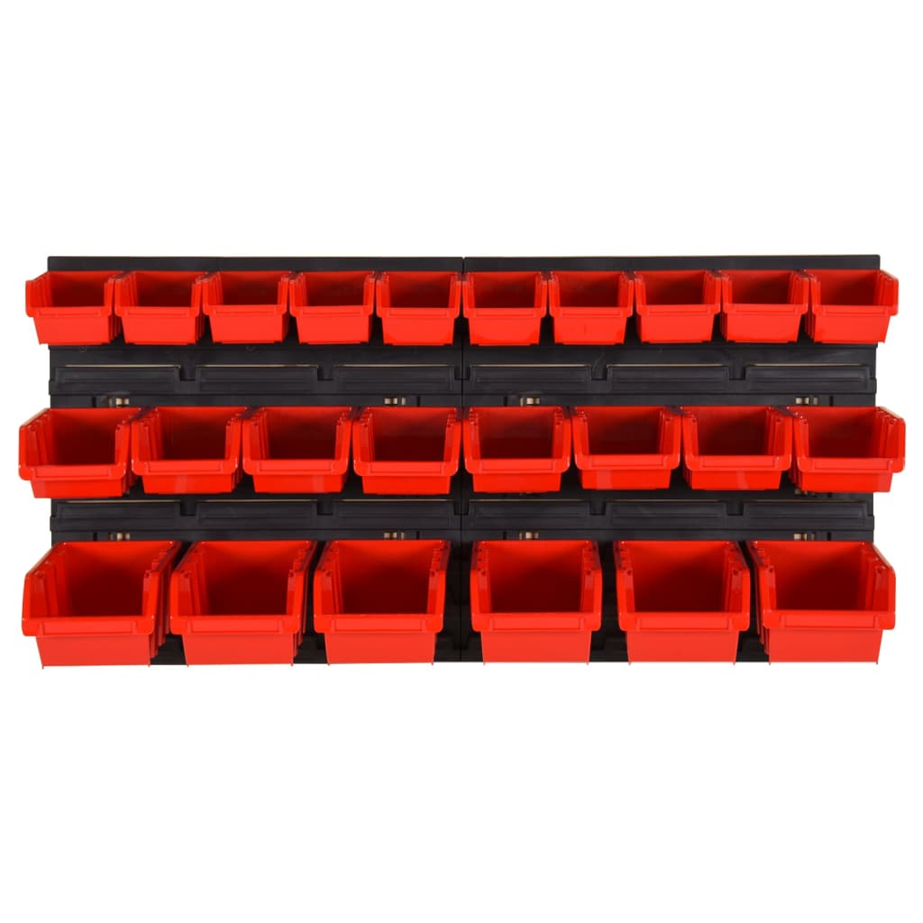26-tlg Stapelboxen-Wandregal Rot & Schwarz 77x39cm Polypropylen