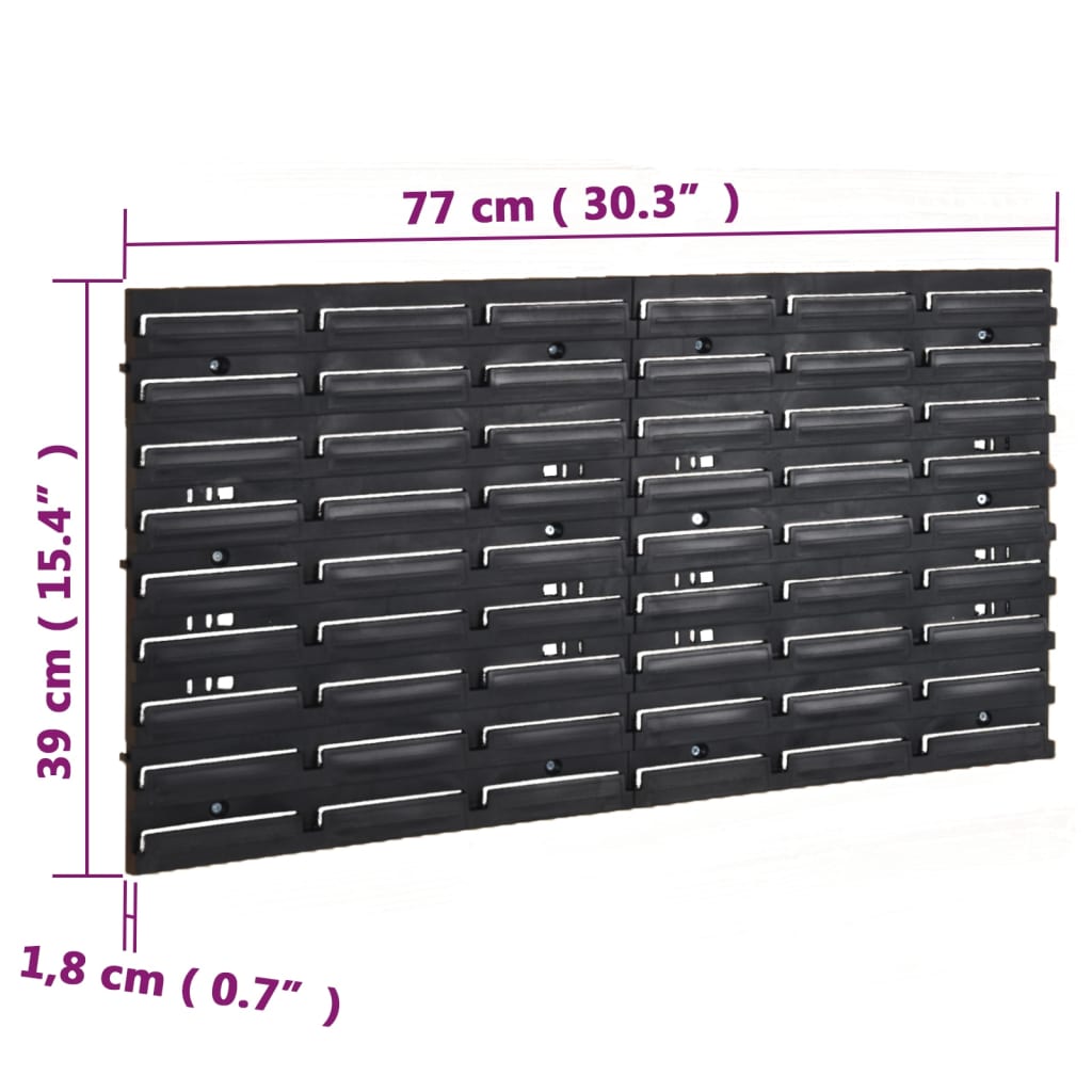 35-tlg Stapelboxen-Wandregal Rot & Schwarz 77x39cm Polypropylen