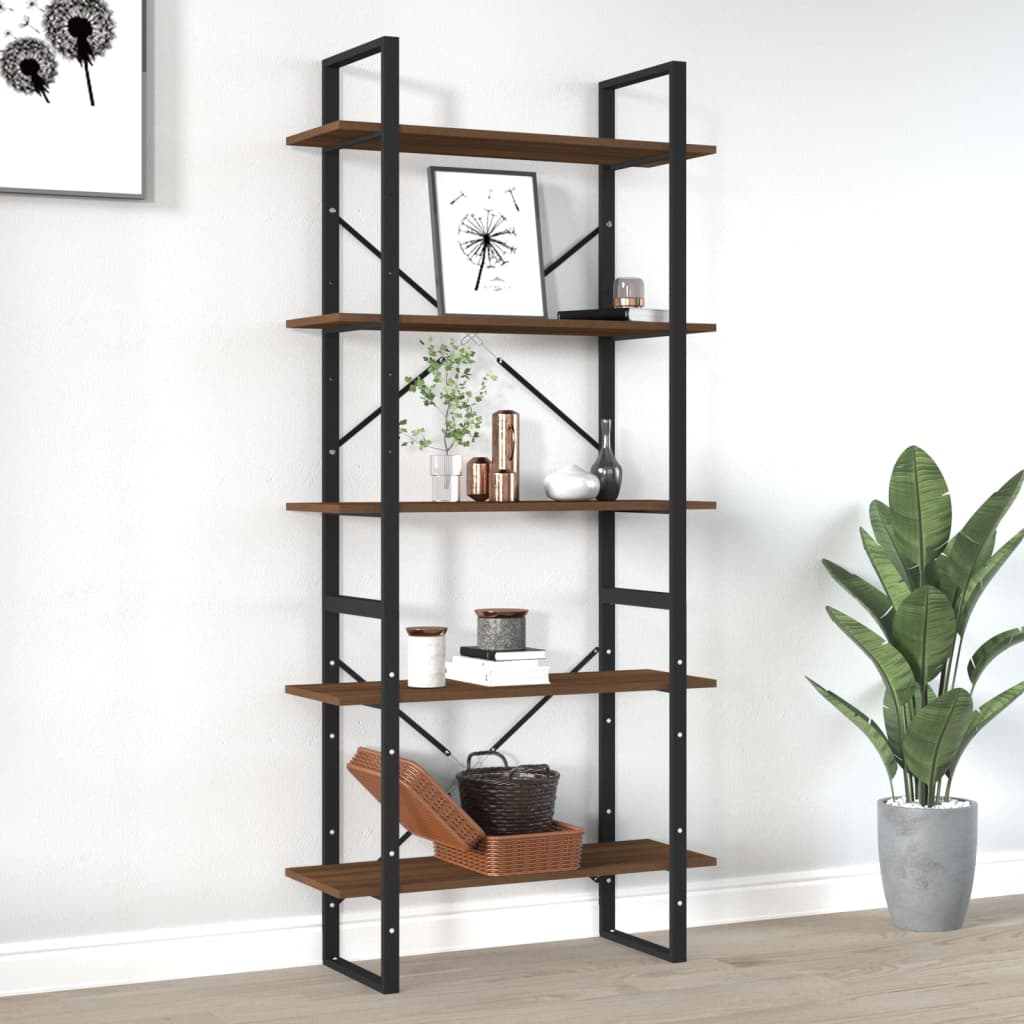Bücherregal 5 Fächer Braun Eiche 80x30x175 cm Holzwerkstoff