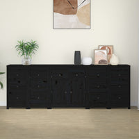 Thumbnail for Sideboard Schwarz 230x35x80 cm Massivholz Kiefer