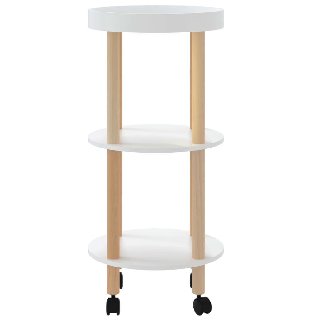 Servierwagen 3 Etagen Weiß 38x38x82cm Holzwerkstoff Kiefernholz