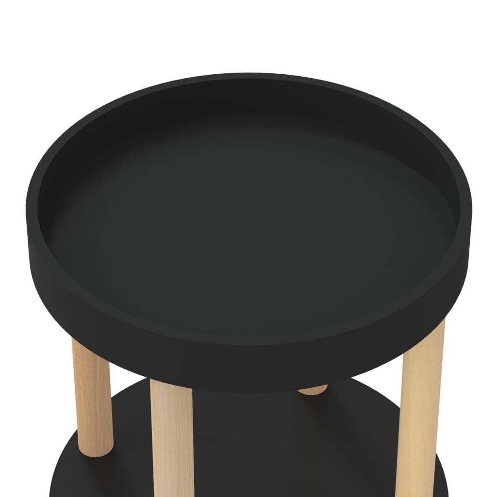 Servierwagen 3 Etagen Schwarz 38x38x82 cm Holzwerkstoff & Holz