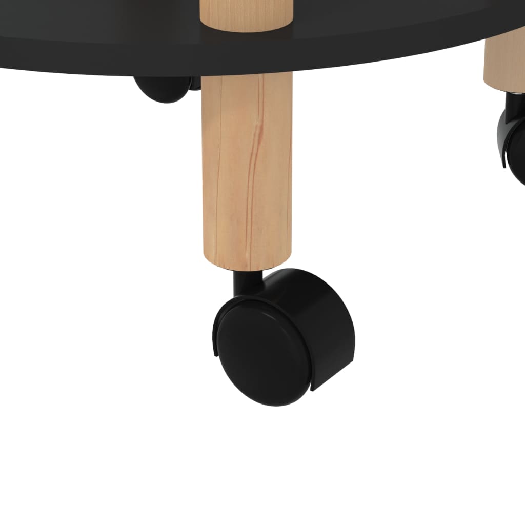 Servierwagen 3 Etagen Schwarz 38x38x82 cm Holzwerkstoff & Holz