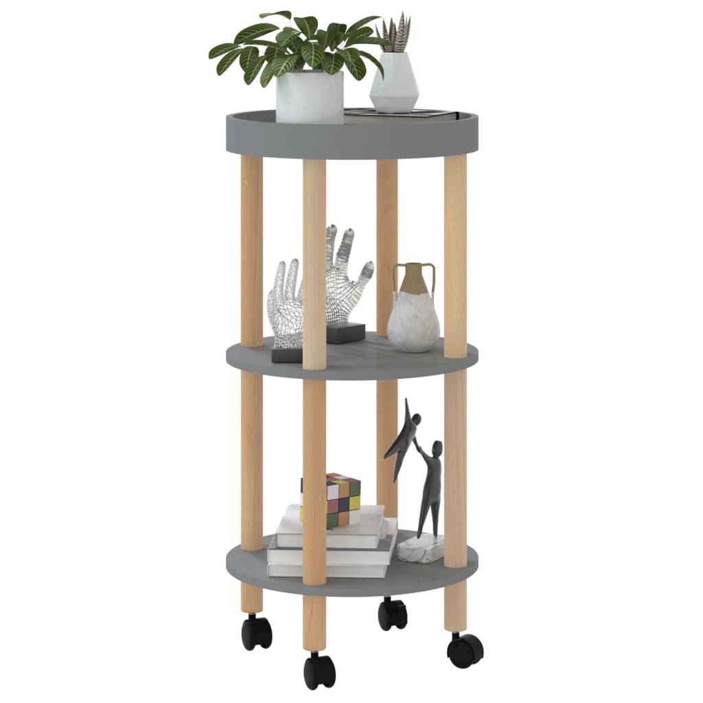 Servierwagen 3 Etagen Grau 38x38x82cm Holzwerkstoff Kiefernholz
