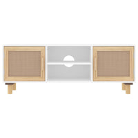 Thumbnail for TV-Schrank Weiß 105x30x40 cm Massivholz Kiefer Natur-Rattan