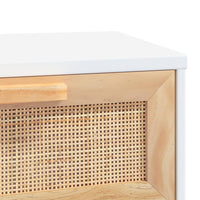 Thumbnail for Konsolentisch Weiß 80x30x75 cm Massivholz Kiefer Natur-Rattan