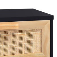 Thumbnail for Konsolentisch Schwarz 80x30x75cm Massivholz Kiefer Natur-Rattan