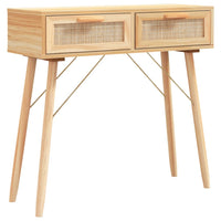 Thumbnail for Konsolentisch Braun 80x30x75 cm Massivholz Kiefer Natur-Rattan