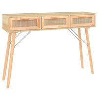 Thumbnail for Konsolentisch Braun 105x30x75 cm Massivholz Kiefer Natur-Rattan