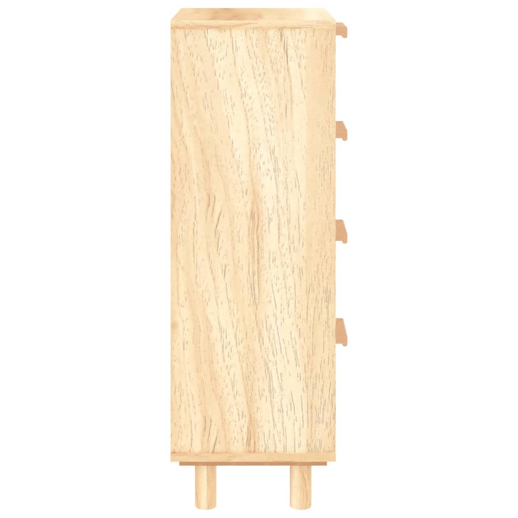 Sideboard Braun 40x30x90 cm Massivholz Kiefer und Natur-Rattan