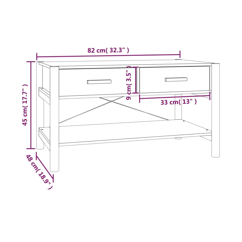 Couchtisch Schwarz 82x48x45 cm Holzwerkstoff