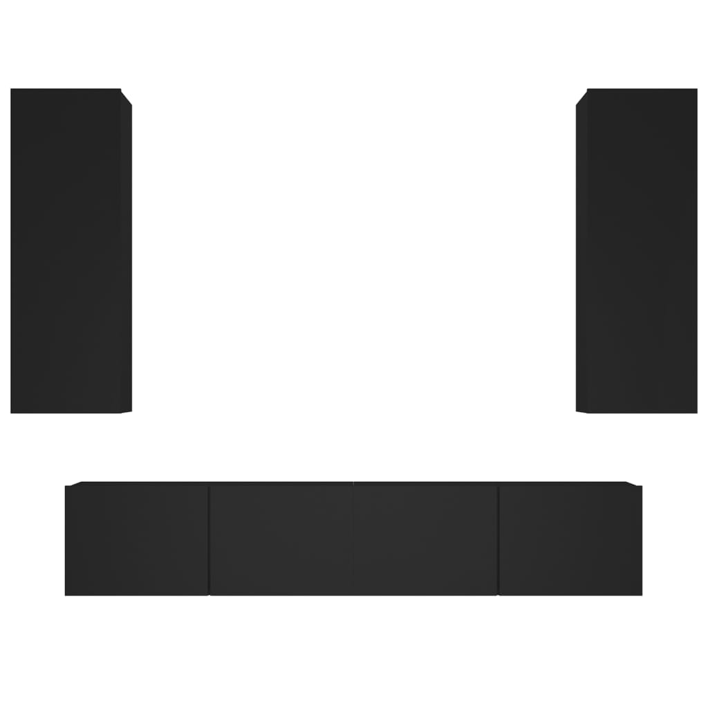 4-tlg. TV-Schrank-Set Schwarz Holzwerkstoff