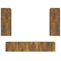 Thumbnail for 4-tlg. TV-Schrank-Set Räuchereiche Holzwerkstoff
