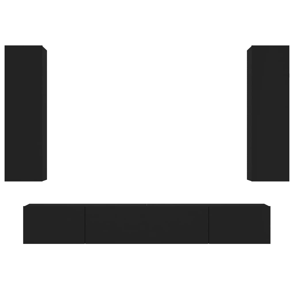 4-tlg. TV-Schrank-Set Schwarz Holzwerkstoff