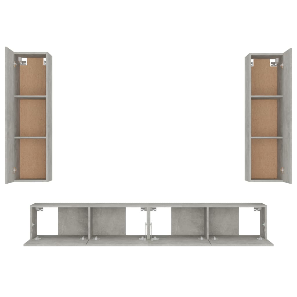 4-tlg. TV-Schrank-Set Betongrau Holzwerkstoff