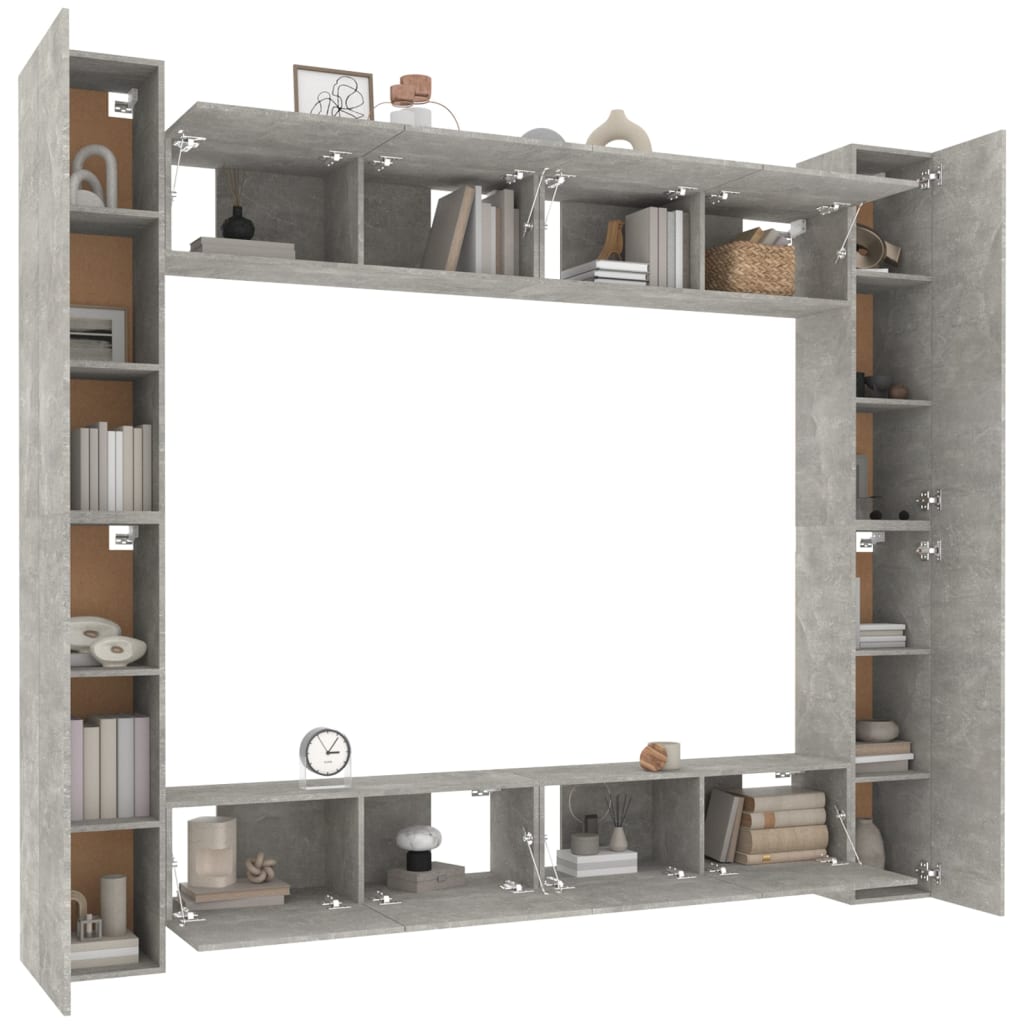 8-tlg. TV-Schrank-Set Betongrau Holzwerkstoff