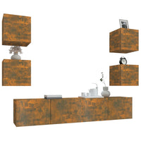 Thumbnail for 6-tlg. TV-Schrank-Set Räuchereiche Holzwerkstoff